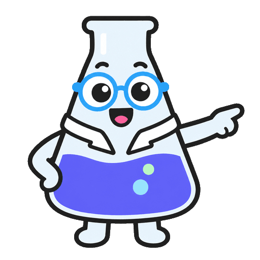 Fikra, the Research MD flask mascot, pointing at your first lesson